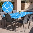 thumbnail image 4 of Picnic Table Cloth, 53"x30" Rectangle Vinyl Diamond Fitted Tablecloths Waterproof Flannel Backed Table Covers for Dining Camping Outdoor, Sky Blue/White, 4 of 6