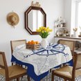 thumbnail image 3 of Blue Compass Nautical Table Cloth Waterproof Tablecloths, Coastal Abstract Art Retro Tablecloth Dining Table Cover for Kitchen Party Tabletop Outdoor, Square Tablecloth 60x60 Inch, 3 of 9