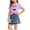 Purple, variant on ITSAME Girls Outfit Sets, Crewneck Printed T-Shirts and Denim Skirts Summer Casual Clothes 2-Piece Black Size 4-5