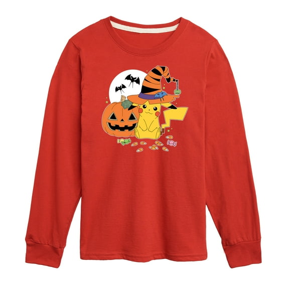 Pokémon - Witch Pikachu With Candy - Youth Long Sleeve Graphic T-Shirt