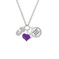 thumbnail image 2 of Delight Jewelry Silvertone Crystal Initial - J - Purple Heart Nurse Strong Zoe Necklace, 2 of 4