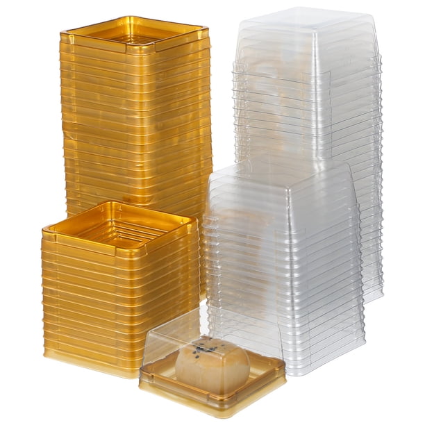 FELTECHELECTR 50 cajas transparentes para postres, multifunción, para pasteles, dulces y panadería.