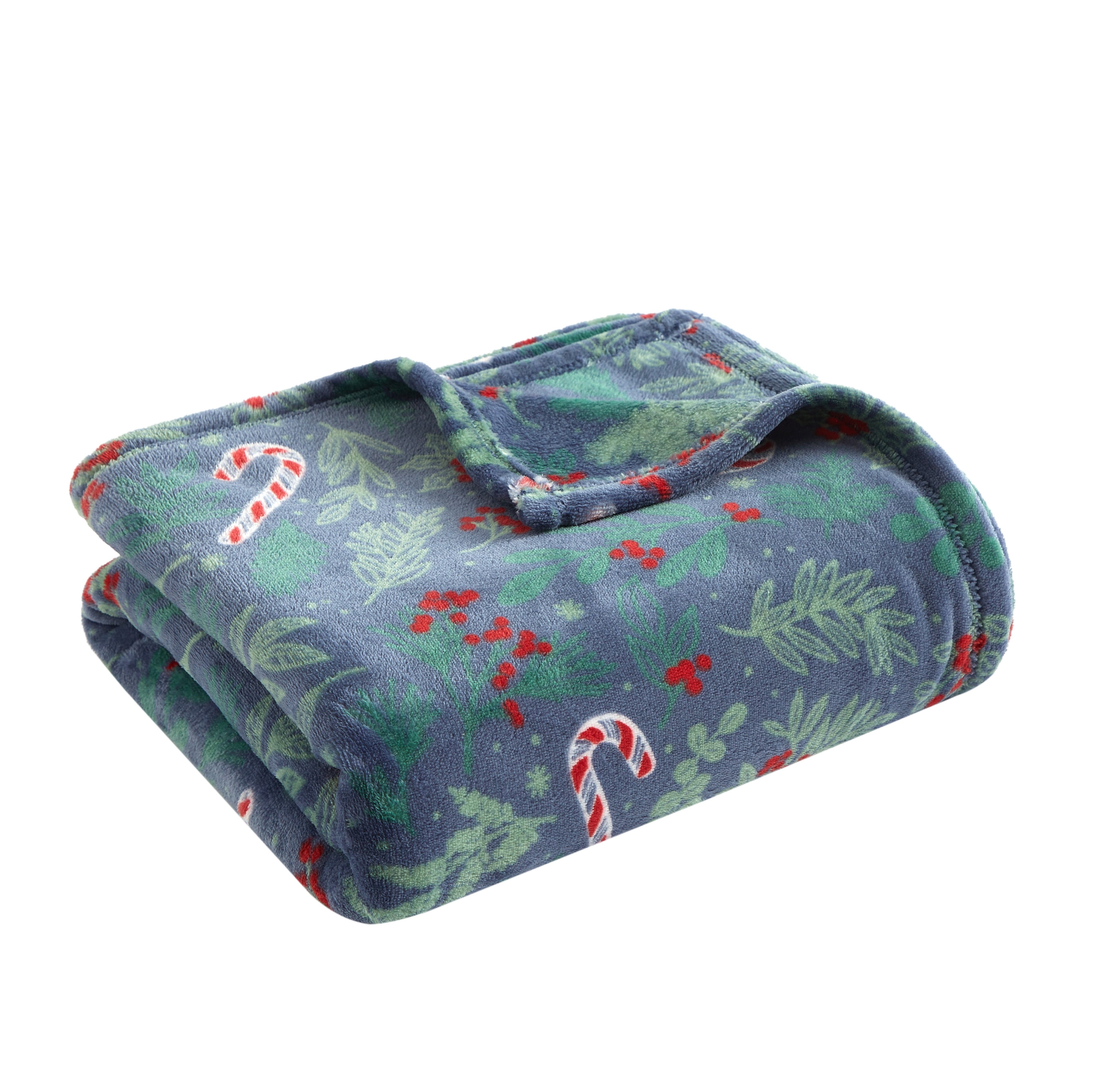 Holiday Time Cozy Christmas Plush Candy Cane Overized Throw Blanket, 50"x70"