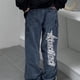 thumbnail image 5 of Otoño ropa nueva retro hip-hop Letra bordado jeans pantalones sueltos de pierna recta pantalones de pierna ancha para hombres y mujeres parejas brillar Electrónica, 5 of 5