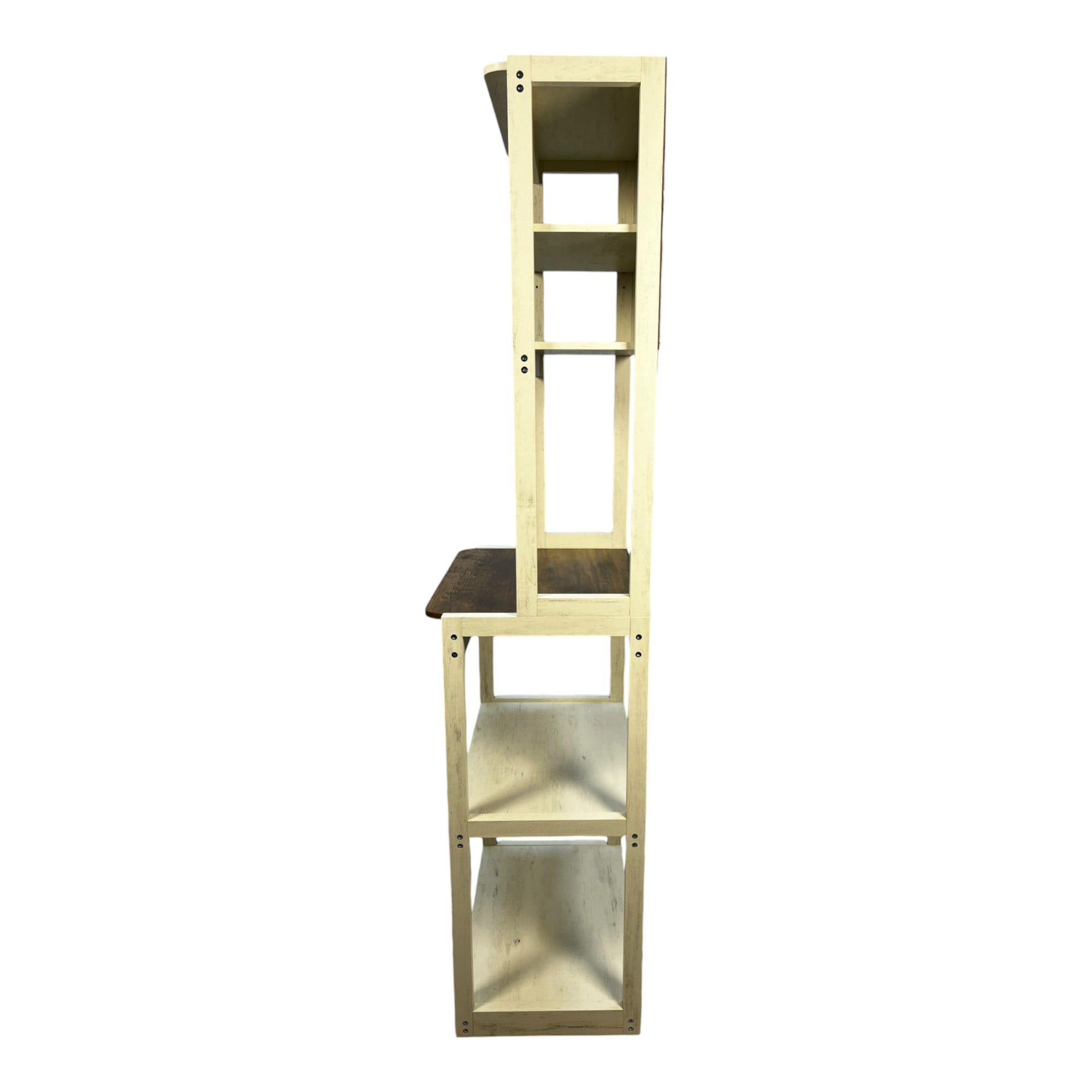 5-Tier Bakers Rack, Kitchen Storage Shelf and Microwave Stand with Coffee Bar, Particle Board Organizer for Pantry, 23.62 Inch, Brown and White