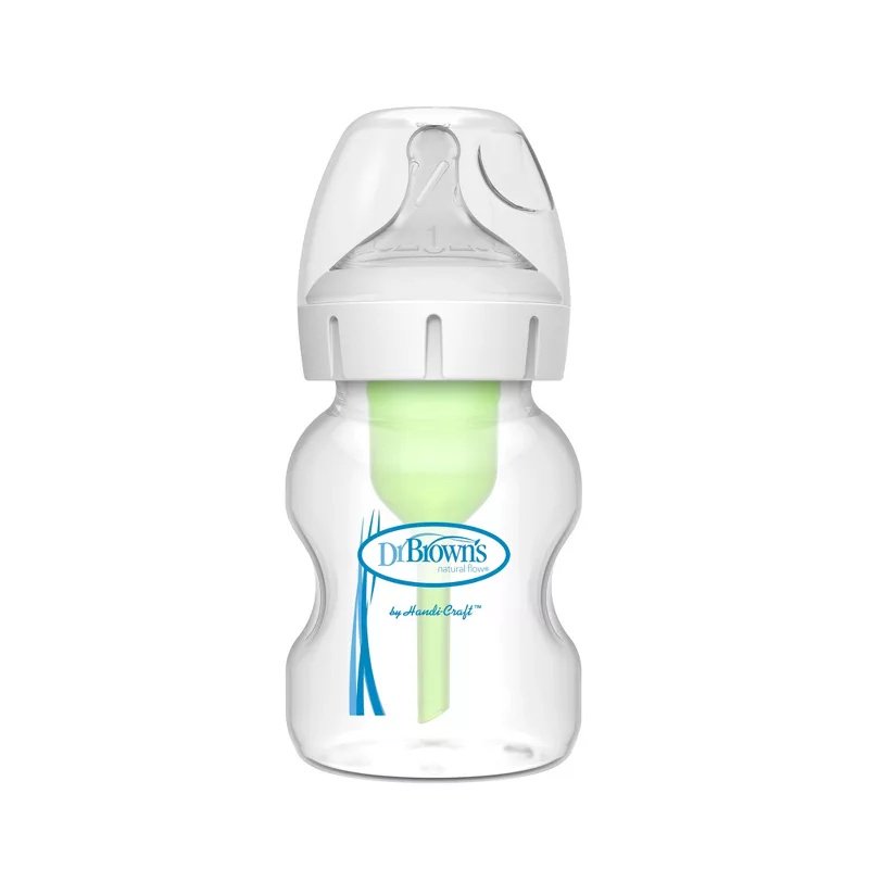 Options+ Wide-Neck Baby Bottle, 5oz, BPA-Free Plastic, Anti-Colic Infant Feeding Bottle with Level 1 Slow Flow Nipple, 0m+, Newborn Baby Bottle, Reusable Feeding Bottle