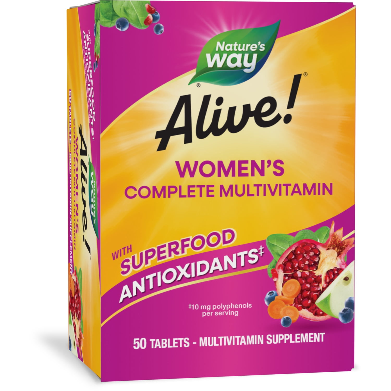 Nature’s Way Alive! Women’s Complete Multivitamin Tablets, B-Vitamins, Superfood Antioxidants, 50ct