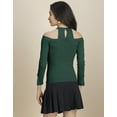 thumbnail image 4 of Moomaya Casuals, Cold Shoulder Solid Top, Long Sleeves Fitted Knit Tops, 4 of 9