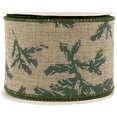 thumbnail image 4 of Northlight Brown with Green Leaves Wired Craft Ribbon 2.5" x 10 Yards, 4 of 5