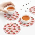 thumbnail image 3 of KLL Drink Coasters Set Round Shape of 4,PU Leather Absorbent Coasters Set Decorative Coffee Cup Coasters Housewarming Gift for Home Decor-Hand Drawn Watermelon, 3 of 5