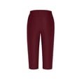 thumbnail image 7 of Stamzod Womens Capri Pants Elastic Waist Casual Capris with Pockets Summer Beach Vacation Cropped Pants Wine XXL, 7 of 7