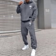 thumbnail image 1 of Men's Suits Product Title for Men Casual Solid Two Piece Hooded Sports Set with Raglan Sleeve Drawstring Pant Set, 1 of 5