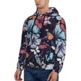 thumbnail image 3 of Rateoe Flowers ad Butterflies Pattern Mens Hoodie, Pullover Hooded Sweatshirt, Kangaroo Pocket Hoodie Ideal for Daily Wear, Travel and Home-XX-Large, 3 of 7