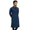 thumbnail image 4 of Atasi Chemise Tunique Décontractée pour Hommes en Coton Bleu Col Mandarin - Petite, 4 of 7