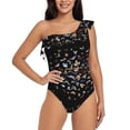 thumbnail image 2 of Yiaed Butterfly1 Print Women One Piece Swimsuits Tummy Control One Shoulder Bathing Suits Pattern Ruffle Swimwear-Small, 2 of 8