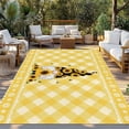 thumbnail image 2 of Yellow Plaid Outdoor Rug for Patio/Deck/Porch, Non-Slip Large Area Rug 3 x 5 Ft, Sunflower Gnomes Elegant Pastoral Indoor Outdoor Rugs Washable Area Rugs, Reversible Camping Rug Carpet Runner, 2 of 8