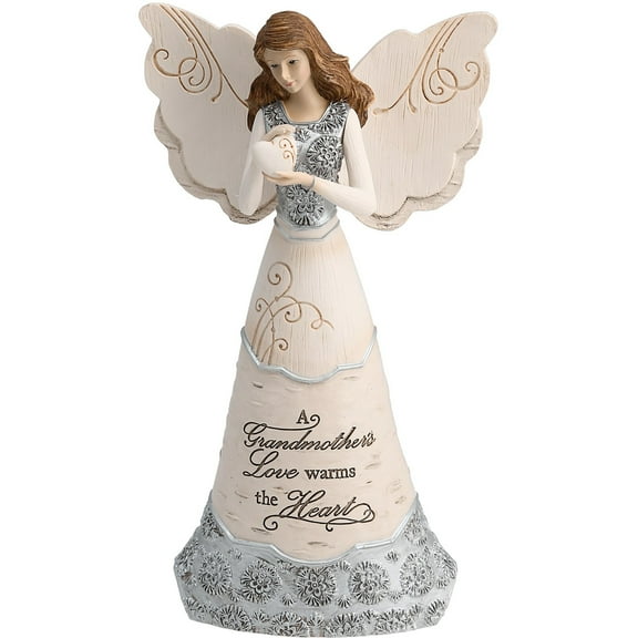 Elements Grandmother Angel Figurine by Pavilion, 8-Inch, Holding Heart, Inscription a Grandmother's Love Warms The Heart