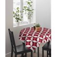 thumbnail image 4 of Red Geometric Suqare Tablecloth - 54 x 54 Inch, Vintage Rhombus Circle Texture Waterproof & StainResistant Tablecloth, Washable Oil-proof Table Cover for Dining/Party/Wedding/Camping/Buffet, 4 of 9