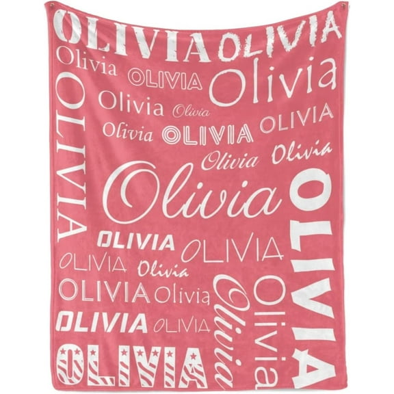 AISENIN Custom Name Olive Blankets Personalized Blankets and Throws Customized Blanket with Name for Kids Adult Gifts for Christmas Birthday Valentines Day