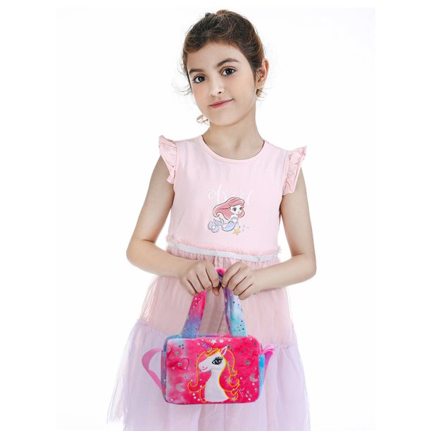 Bolsa bandolera de felpa suave de unicornio para niñalindo de mano de alpaca (cuadrado rojo rosa) Likrtyny Para Estrenar
