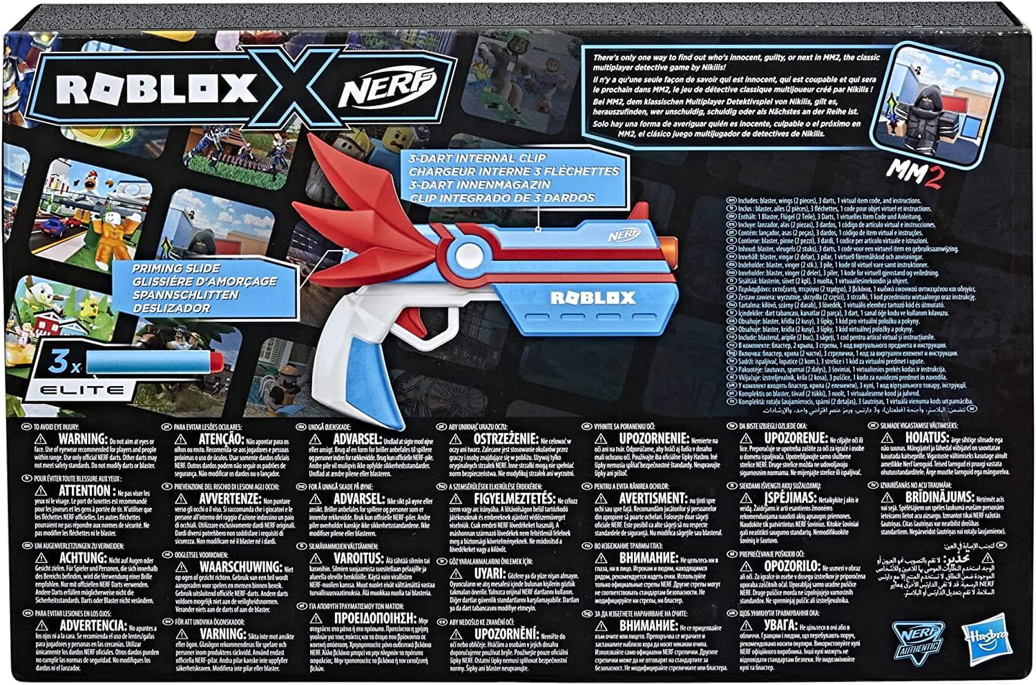 NERF Roblox MM2: Dart Blaster, Shark-Fin Priming, 3 Mega Dardos