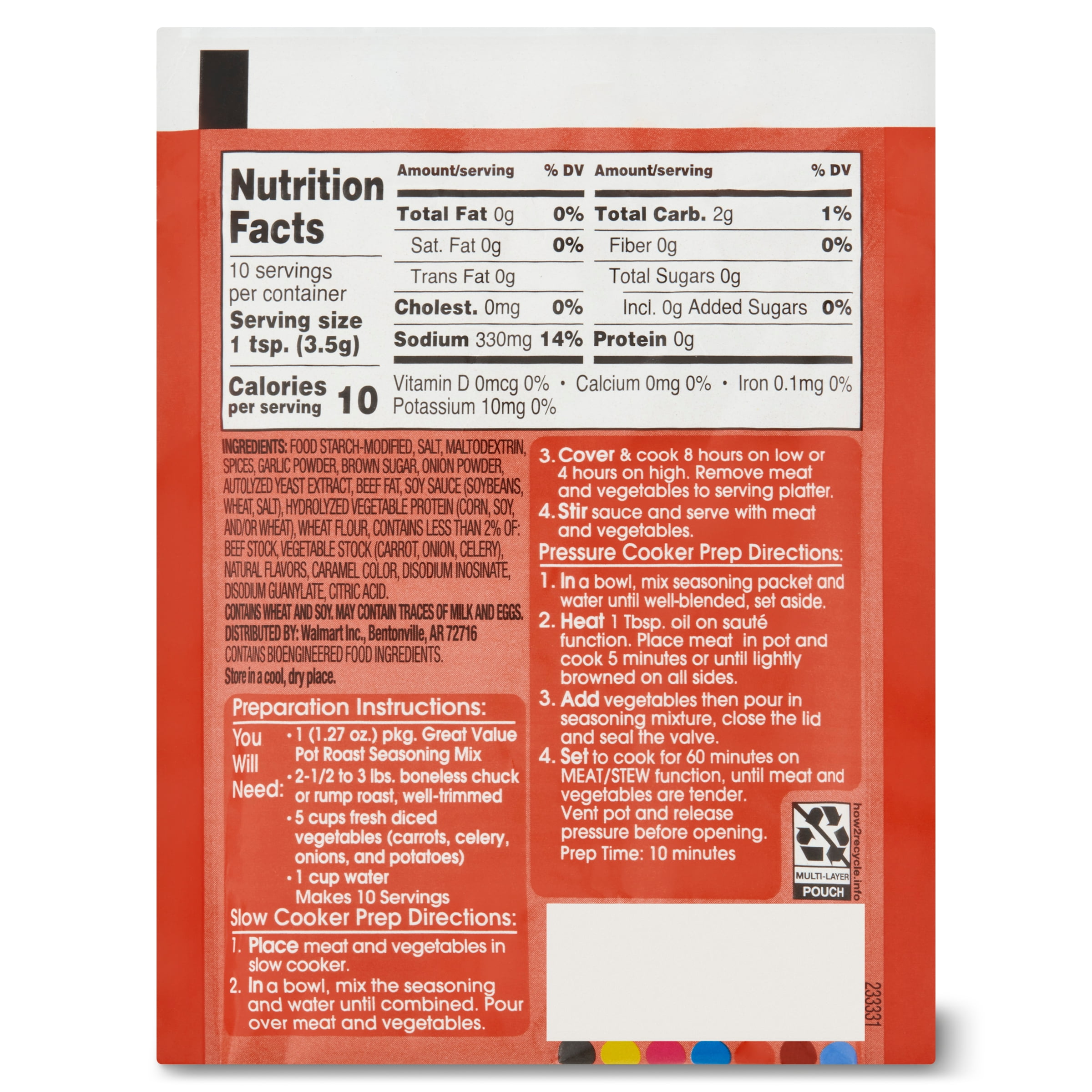 Great Value Pot Roast Seasoning Mix, 1.27 oz