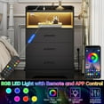 thumbnail image 4 of Black LED Nightstand with Charging Station & 3 Drawers, Bedside Table with Open Storage & LED Lights for Bedroom Living Room, 4 of 10