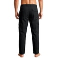 thumbnail image 5 of Mens Cotton Linen Golf Dress Pants with Cargo Pocket Classic Fit Flat Front Hidden Expandable Waist No Iron Wrinkle Free Business Casual formal Work to Weekend Big and Tall Size M-3XL Black, 5 of 5