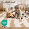 thumbnail image 4 of ODIKA 6'x9' Khaki Cream Wavy Abstract Design Washable Area Rug Playful Geometric Stripes with Modern Flair for Dining Room, Under Table, Office Décor, Non-Slip Chair-Friendly, 4 of 7