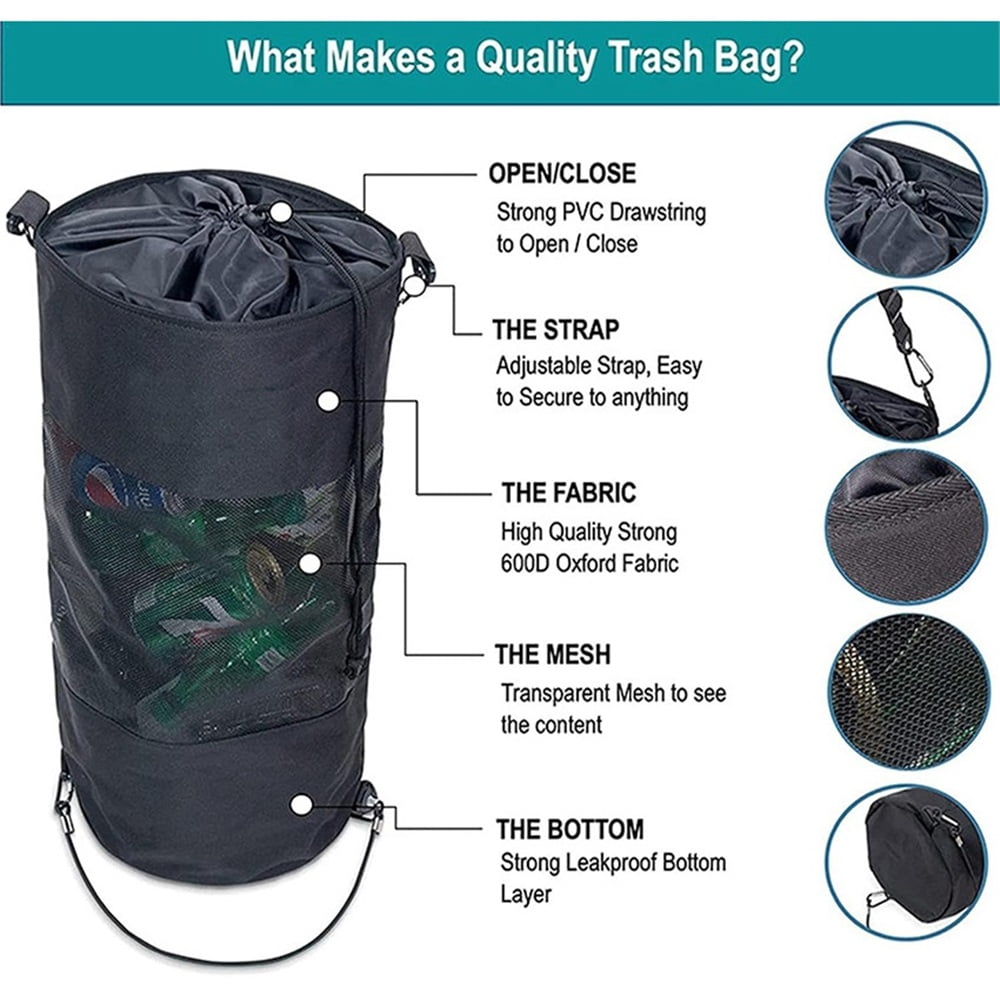 2 Pack Boat Trash Bag, Portable Trash Mesh Bags, Boats Trash Can Boat Garbage Container Boat Accessories for Boat Kayak Camper Fishing Cabin Storage Men Women Adult（black）