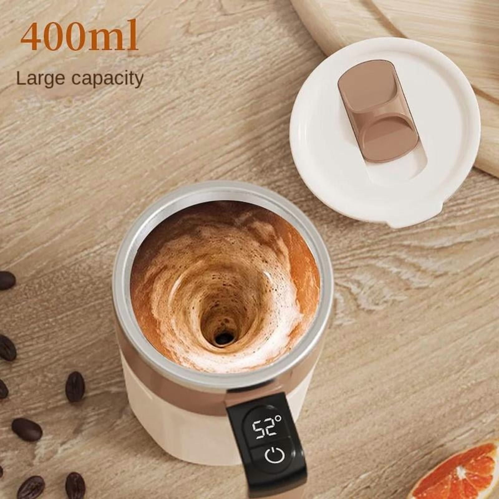 Automatic Stirring Coffee Cup, USB Rechargeable Stainless Steel Magnetic Mixing Cup with Temperature Display, Household Kitchen Appliances for Home Office