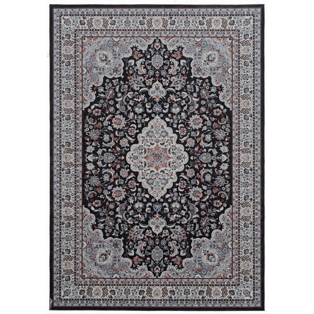 Linon Emerald Barton Tapis Tissé en Microfibre Polyester 6 Pieds7 Pouces x 9 Pieds7 Pouces Noir