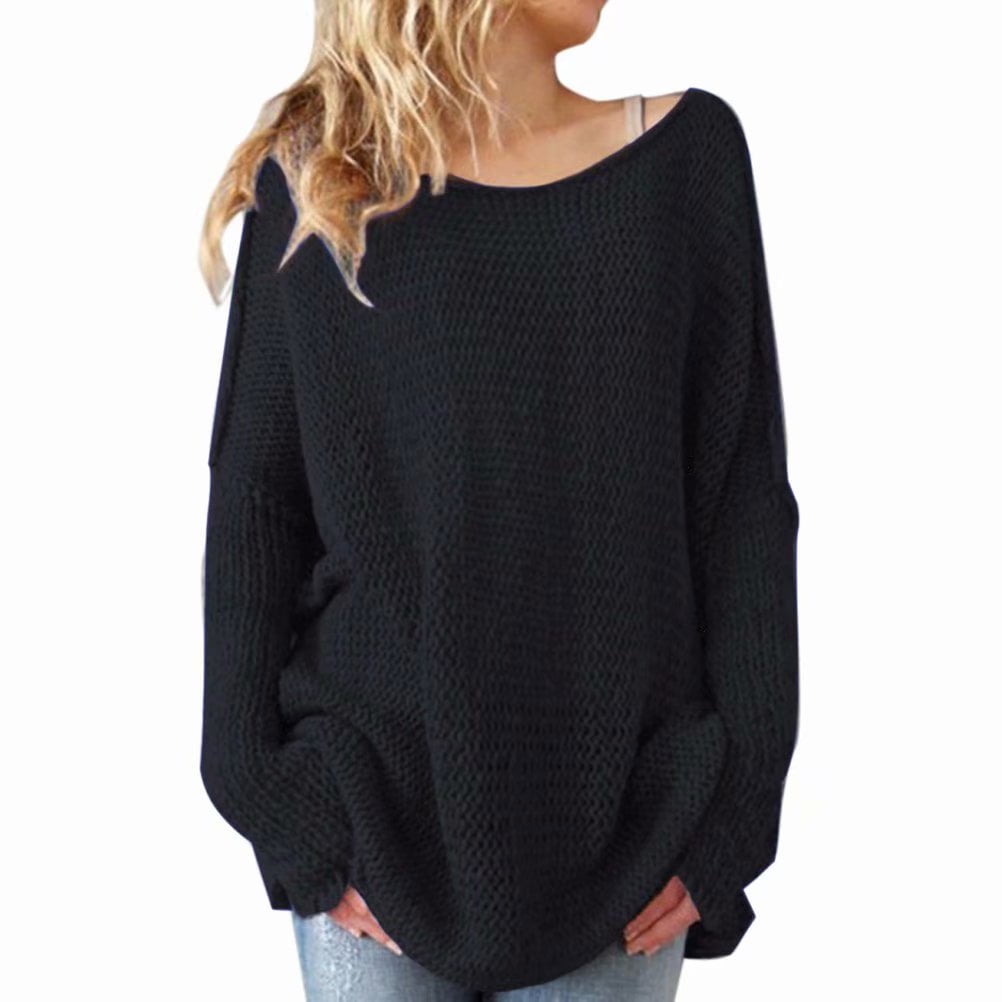 Akoyovwerve - Womens Casual Off Shoulder Knitted Oversized Baggy ...