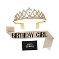 thumbnail image 2 of Rongfmy Birthday Crown and Glitter Sash Creative Party Costume Crown with Rhinestone Gold, 2 of 9