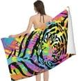 thumbnail image 2 of PHYHOO Neon Animal Zebra Print Microfiber Sand Free Beach Towel Oversized Quick Dry Absorbent for Pool Swimming Bathroom Beach Towel  30x60in, 2 of 8