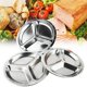 thumbnail image 3 of 22/24/26cm Dinner Plate Stainless Steel 3 Sections Round Divided Dish Plate Trays Compartment Kids Lunch Serving Snack Dishes, 3 of 10