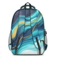 thumbnail image 3 of Teal Gold Marble Backpack for School,Cute School Bag,Schoolbag with Adjustable Shoulder Straps & Padded Back,16.9 Inch, 3 of 5