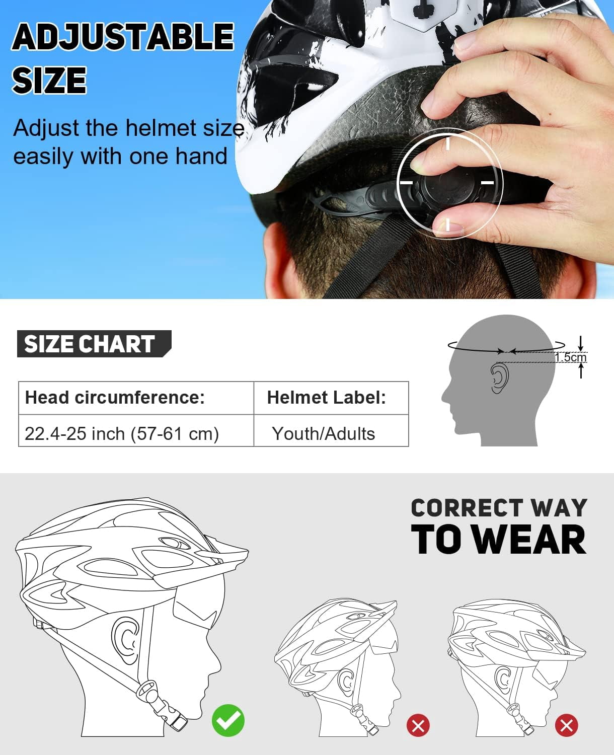 USB Rechargeable LED Light Cycling Helmet with Detachable Goggles and Sun Visor for Mountain & Road Biking