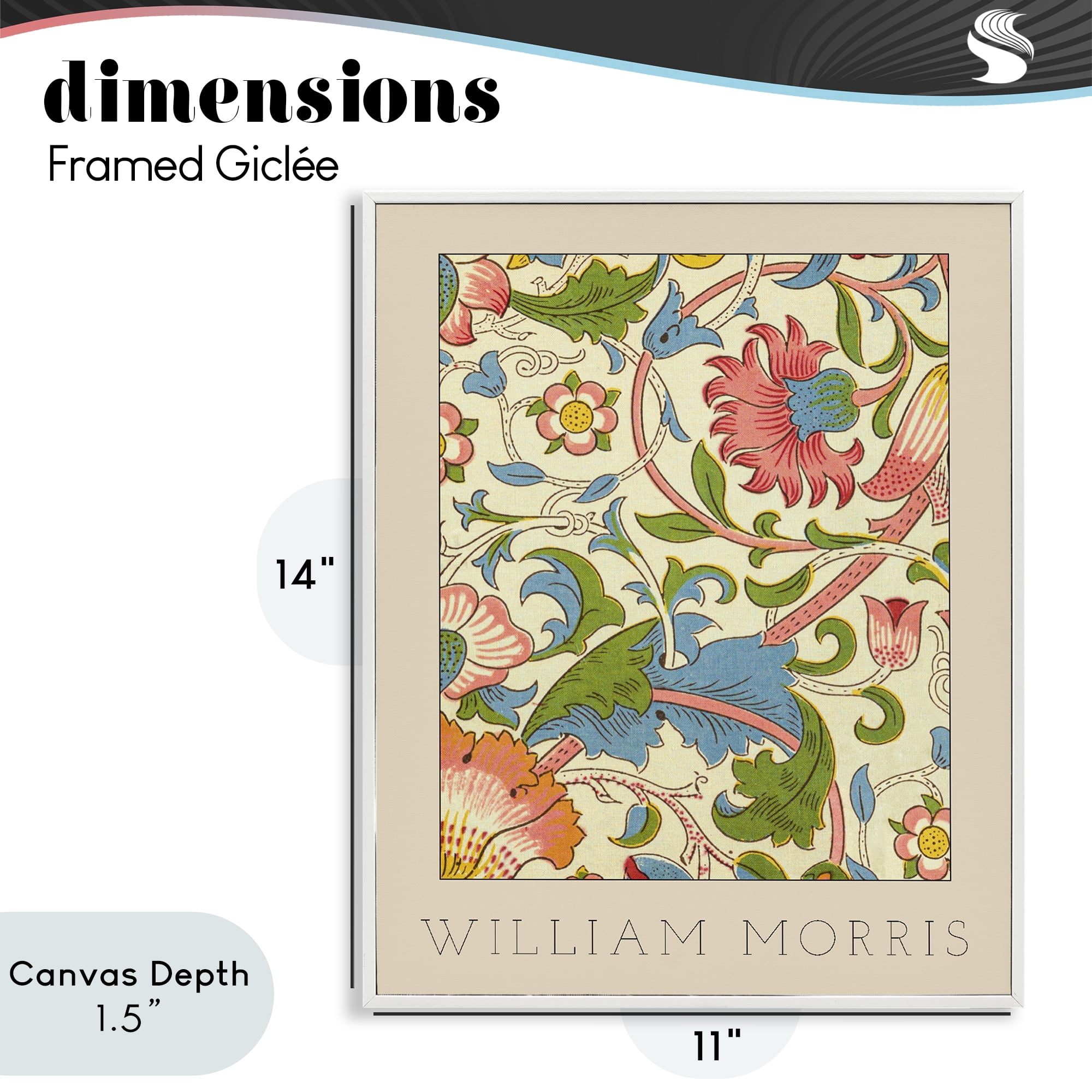 Stupell Industries Stylish Boho Classic Flowers White Framed Giclee Art, design by Lil' Rue