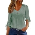 thumbnail image 2 of AOOCHASLIY Christmas Tops Womens Buttons Long Sleeve V-Neck Casual Blouse Button Tops, 2 of 5