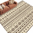 thumbnail image 3 of 5x7 Area Rugs, Abstract Boho Non-Skid Rubber Backing Large Rectangle Rugs - Living Room Bedroom Home Office, Modern African Ethnic Geometric Beige Indoor Floor Mat Carpets Washable Rug, 3 of 9