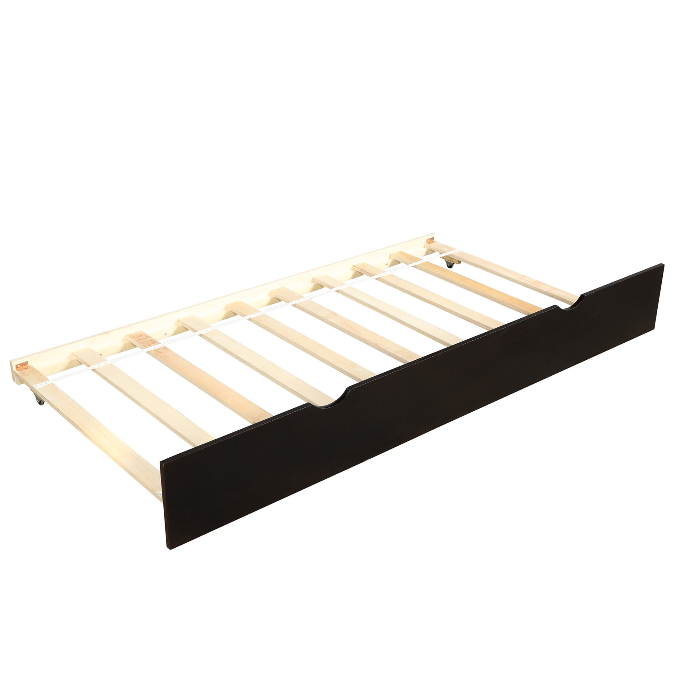Noble House Twin Daybed with Hidden Rolling Trundle, Pine Wood Frame, Minimal Space Saving Design, Espresso