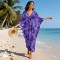 thumbnail image 3 of Xoenoiee Purple Tie Dye Print Plus Size Kaftan Dress for Women Casual Caftan Bathing Swim Cover Up V Neck Boho Maxi Beach Dress Lightweight Loungewear, 3 of 7