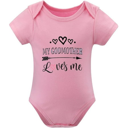 

My Godmother Loves Me Infant Girl Romper Short Sleeve Gender Neutral Romper White Baby Girl Onsies0-3 Months