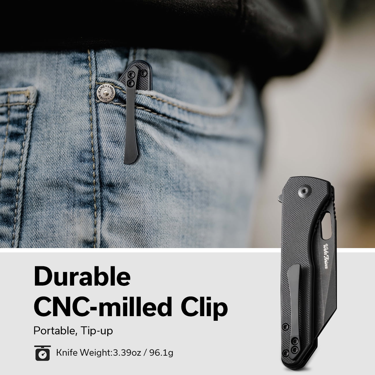 CIVIVI Nugz Folding Pocket Knife 3.17" 14C28N Blade Black G10 Handle Flipper Knife C23060-1