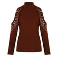thumbnail image 3 of Pntutb Women Solid Color Long Sleeve Turtleneck Rhinestone Shirt Tops, 3 of 6
