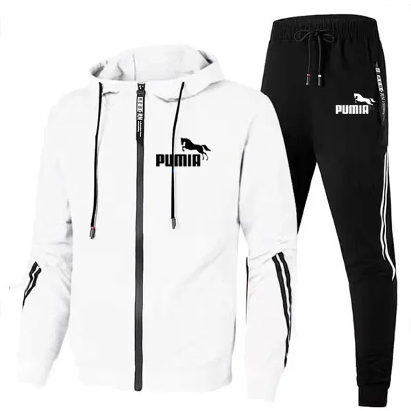 Conjunto de ropa deportiva para hombre 2024, dos piezas, informal, para correr, cálido, transpirable, para fitness, sudadera con capucha y pantalones