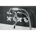 thumbnail image 2 of Kingston Brass KS266PXC Kingston Three-Handle 2-Hole Wall Mount Clawfoot Tub Faucet with Hand Shower in Polished Chrome, 2 of 7