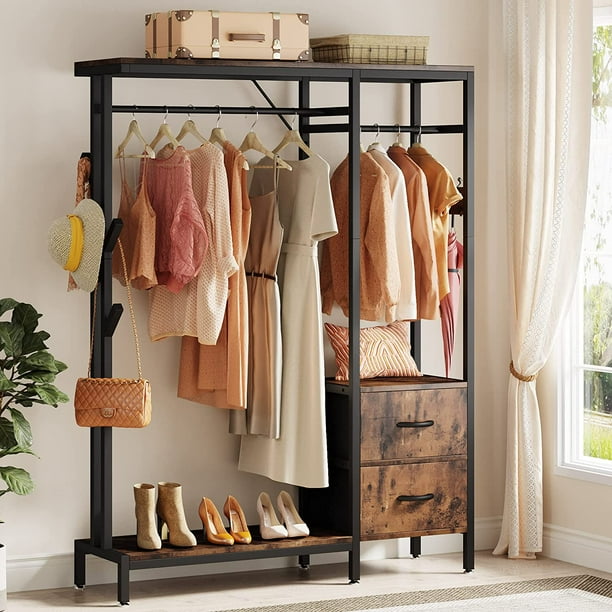 Freestanding Closet Organizer Clothes Rack, Clothing Rack with Drawers