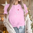 thumbnail image 3 of yievot Chemises pour Femmes Mode Manches Courtes Col Rond Impression de la Saint-Valentin Chandail Décontracté T-Shirt Hauts Chemise, 3 of 5